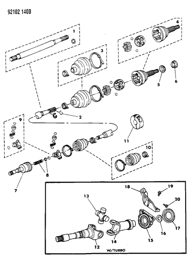1992 Chrysler New Yorker Fifth Avenue Shaft - Front Drive Diagram