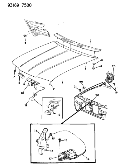 1993 Dodge Daytona Handle-Assembly-Hood Latch SFTY Catch Diagram for 4658431