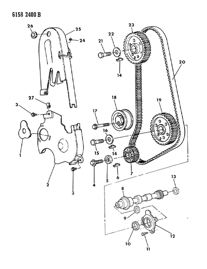 1986 Dodge Lancer Timing Belt & Cover & Intermediate Shaft Diagram