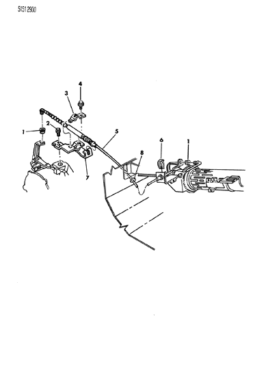 1985 Chrysler Laser Controls, Gearshift, Column Shaft Diagram