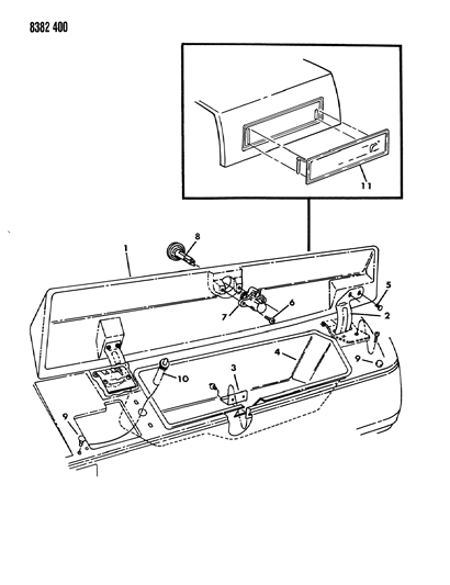 1989 Dodge Ram Wagon Instrument Panel Glovebox Diagram