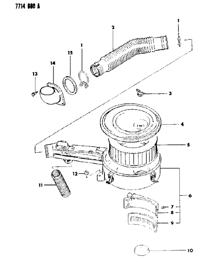 1988 Dodge Raider Element Air Cleaner Diagram for MD620047