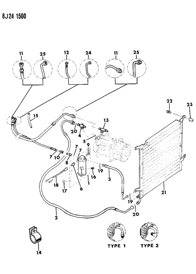 1990 Jeep Wrangler Receiver/Drier & Hoses Diagram 2