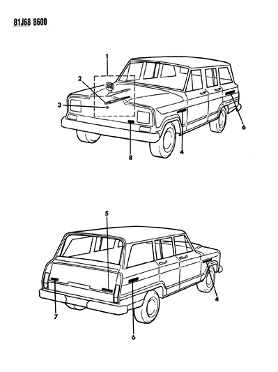 1985 Jeep Grand Wagoneer Nameplates Diagram 3