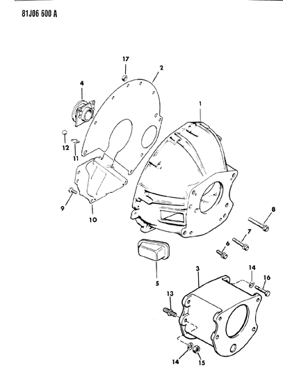 1984 Jeep J10 Bellhousing & Cover Diagram