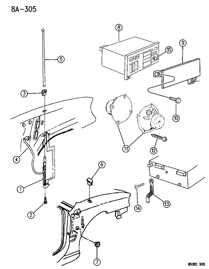 1995 Dodge Neon Radio - Speaker & Antenna Diagram