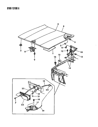 1988 Chrysler LeBaron Hood & Hood Release Diagram