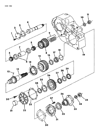 1985 Dodge D350 Case, Transfer, Shafts And Gears Diagram 1