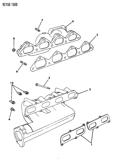 1992 Chrysler LeBaron Sedan Manifolds - Intake & Exhaust Diagram 1