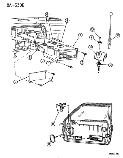 1996 Dodge Ram 1500 Radio, Antenna And Speakers Diagram