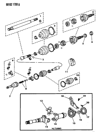 1990 Chrysler New Yorker Shaft - Front Drive Diagram