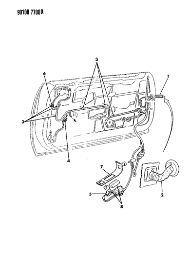 1990 Chrysler TC Maserati Wiring & Switches - Front Door Diagram