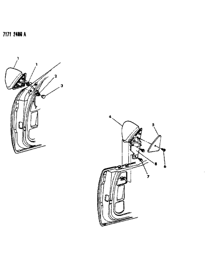 1987 Chrysler LeBaron Front Door Outside Mirrors Diagram for 4299547