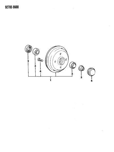 1992 Dodge Colt Brake, Drum And Bearings, Rear Diagram