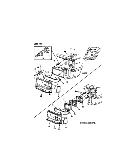 1987 Dodge Grand Caravan Lamps - Front Diagram