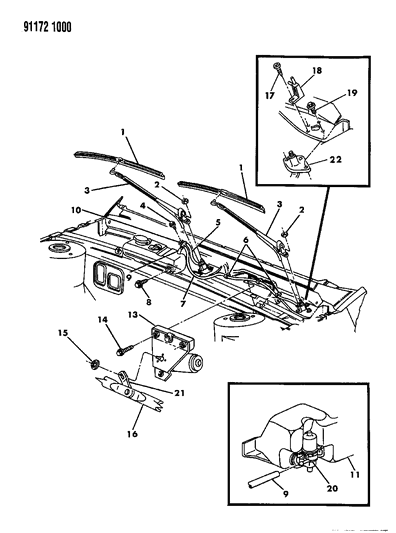 1991 Chrysler New Yorker Windshield Wiper & Washer System Diagram