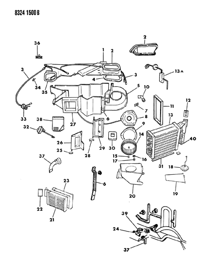 1989 Dodge Dakota Air Conditioner & Heater Unit Diagram