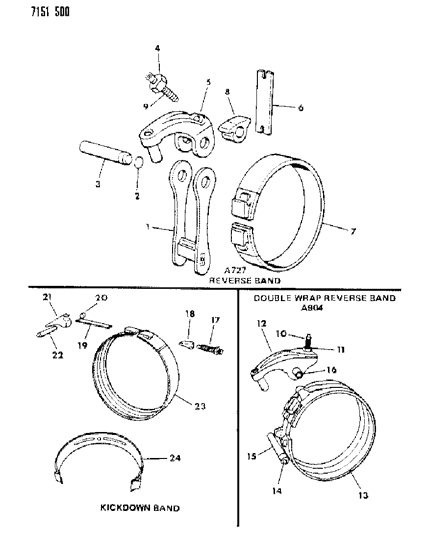 1987 Chrysler Fifth Avenue Bands, Reverse & Kickdown With Linkage Diagram