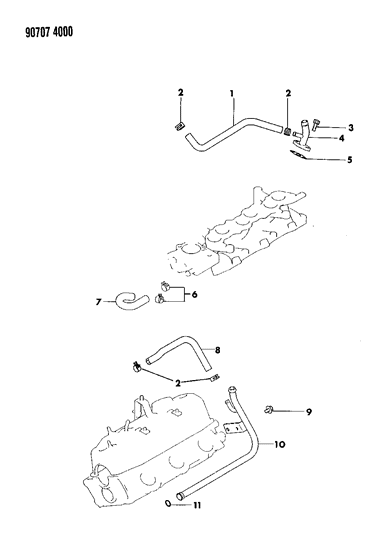 1990 Dodge Ram 50 Water Hose & Pipe Diagram 2