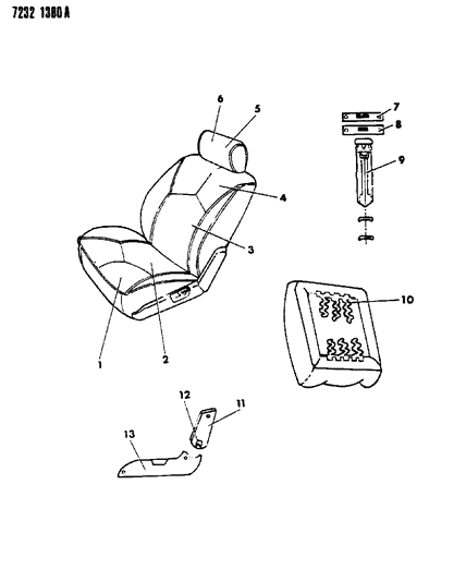 1987 Dodge Shadow Front Seat Diagram 1