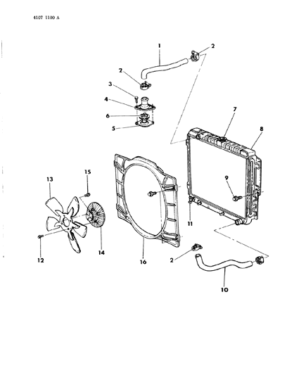 1984 Dodge Diplomat Radiator & Related Parts Diagram