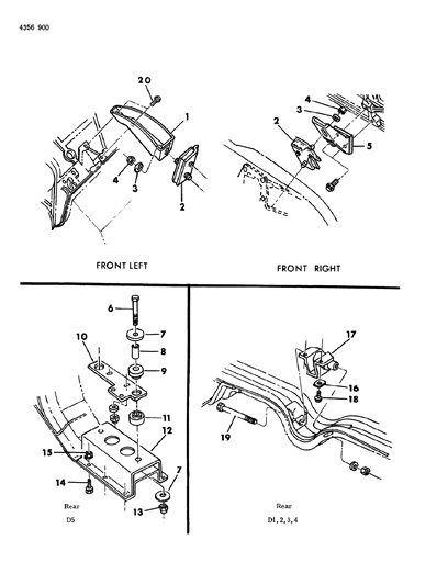 1985 Dodge Ramcharger Engine Mountings Diagram 1