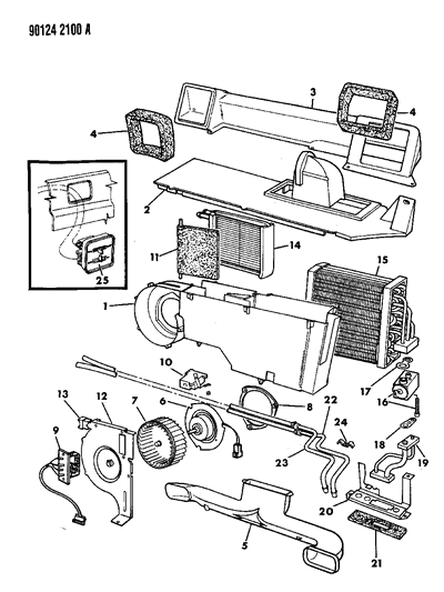 1990 Dodge Grand Caravan Rear A/C & Heater Unit Diagram