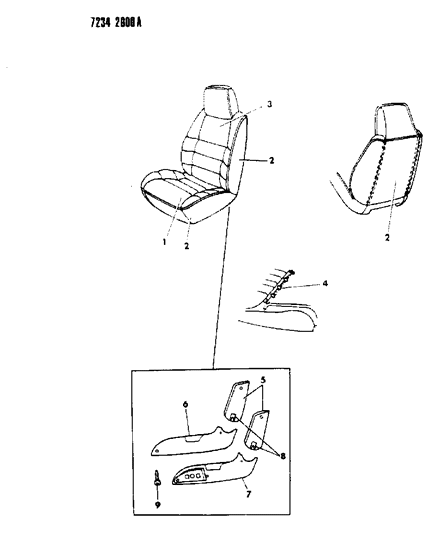 1987 Chrysler LeBaron Base Front Seat Diagram 8