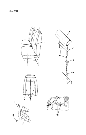 1988 Chrysler Fifth Avenue Seat - Front Fleet - Police & Others Diagram 2