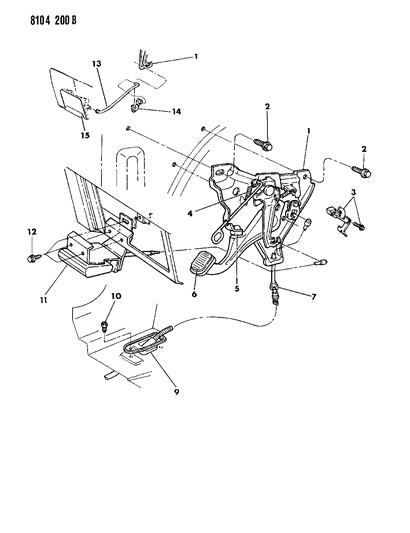 1988 Dodge Shadow Lever - Parking Brake Diagram