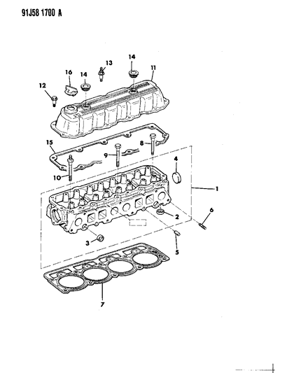 1992 Jeep Wrangler Head-Cylinder Diagram for 33007115