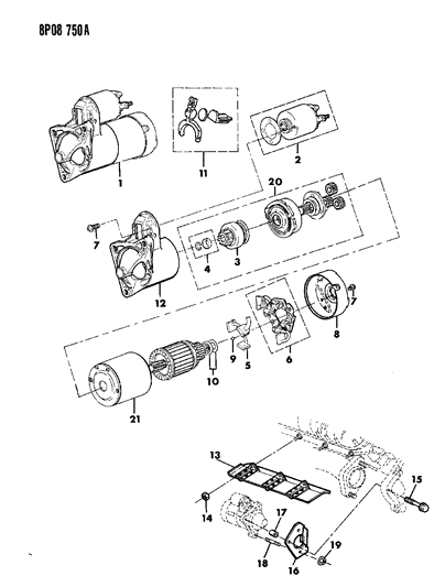 1992 Dodge Monaco Starter & Mounting Diagram 2