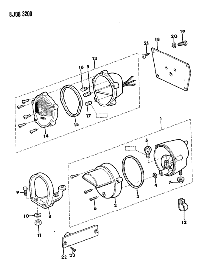 1987 Jeep Wrangler Lamps - Front Diagram 2
