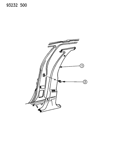 1993 Dodge Shadow B-Pillar Trim Diagram