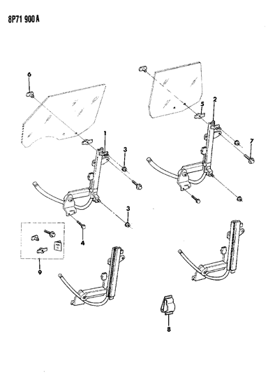 1992 Dodge Monaco Regulator - Glass Diagram 1