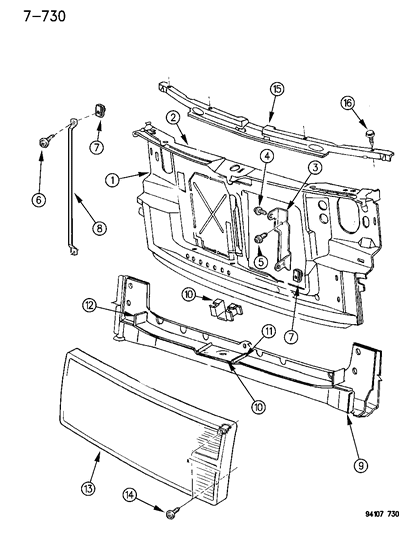 1995 Dodge Caravan CROSSMEMBER Rad Closure Pa Diagram for 4673347