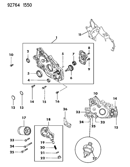 1993 Dodge Ram 50 Seal Oil Pump Drive Gear S Diagram for MD168057