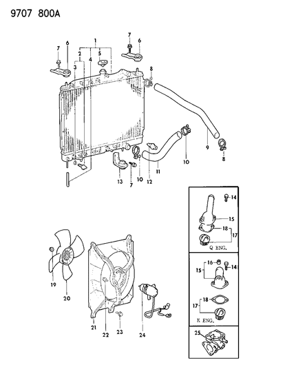 1989 Dodge Colt Radiator & Related Parts Diagram