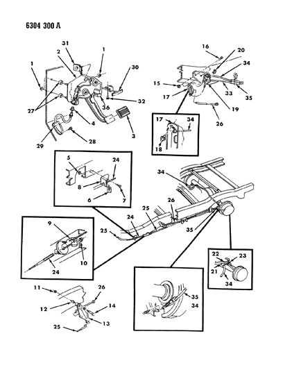 1987 Dodge W350 Lever & Cables, Parking Brake Diagram 2