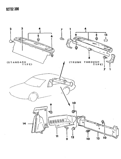 1992 Dodge Colt Baggage Room Trim Diagram