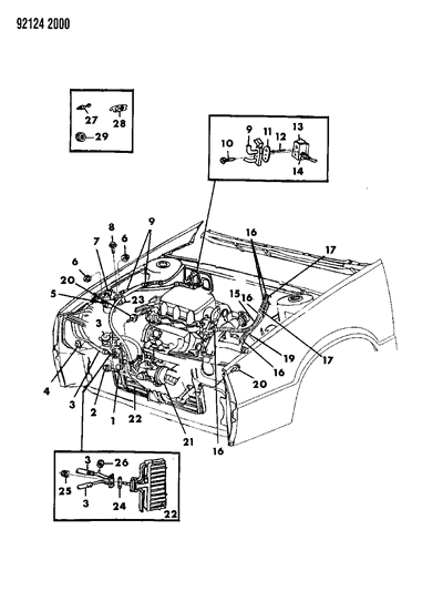 1992 Chrysler LeBaron GTC Plumbing - A/C & Heater Diagram 1