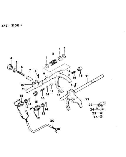 1985 Dodge Ram 50 Control, Shift Transfer Case Diagram