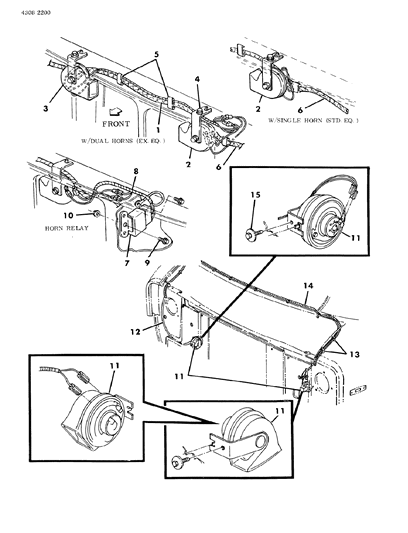 1984 Dodge D150 Horn & Bracket Diagram