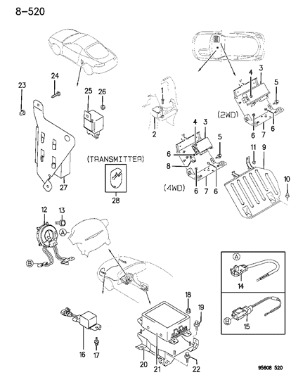 1995 Chrysler Sebring Relays - Sensors - Control Units Diagram 3