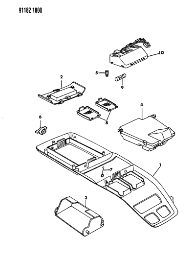 1991 Chrysler LeBaron GTC Console, Overhead Diagram