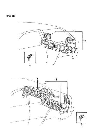 1989 Dodge Colt Anchor TETHER Child Seat Diagram for MB612814