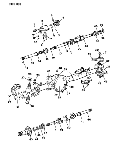 1987 Dodge Ramcharger Axle, Front Diagram 1