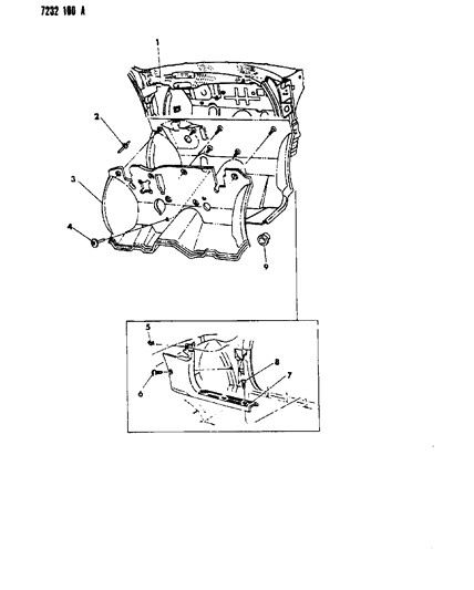 1987 Dodge Shadow Cowl Panel & Silencers Diagram