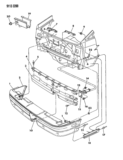 1989 Dodge Daytona Fascia, Bumper Rear Diagram