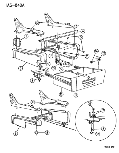 1995 Dodge Caravan Riser Right Bucket Seat & Storage Box Diagram